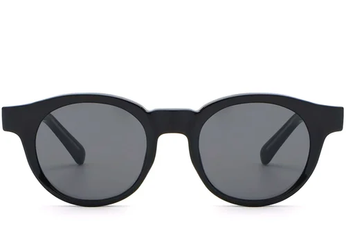 Lunettes de soleil ovales en plastique noir #BS2503-0220