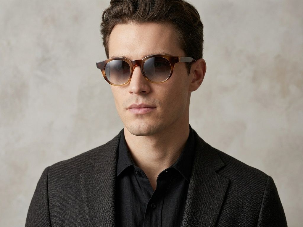 Gafas de sol ovaladas de plástico con diseño de carey # BS2503-0223