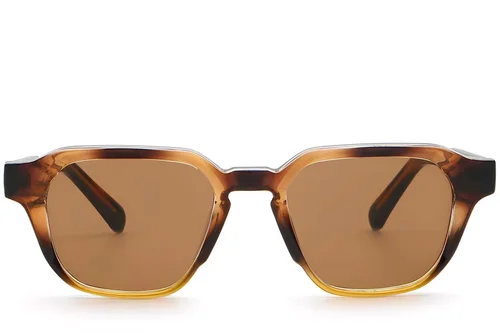 Lunettes de soleil rectangulaires en plastique écaille de tortue #BS2503-0226