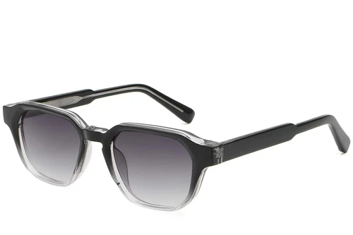 Rechteckige schwarze Kunststoff-Sonnenbrille #BS2503-0228