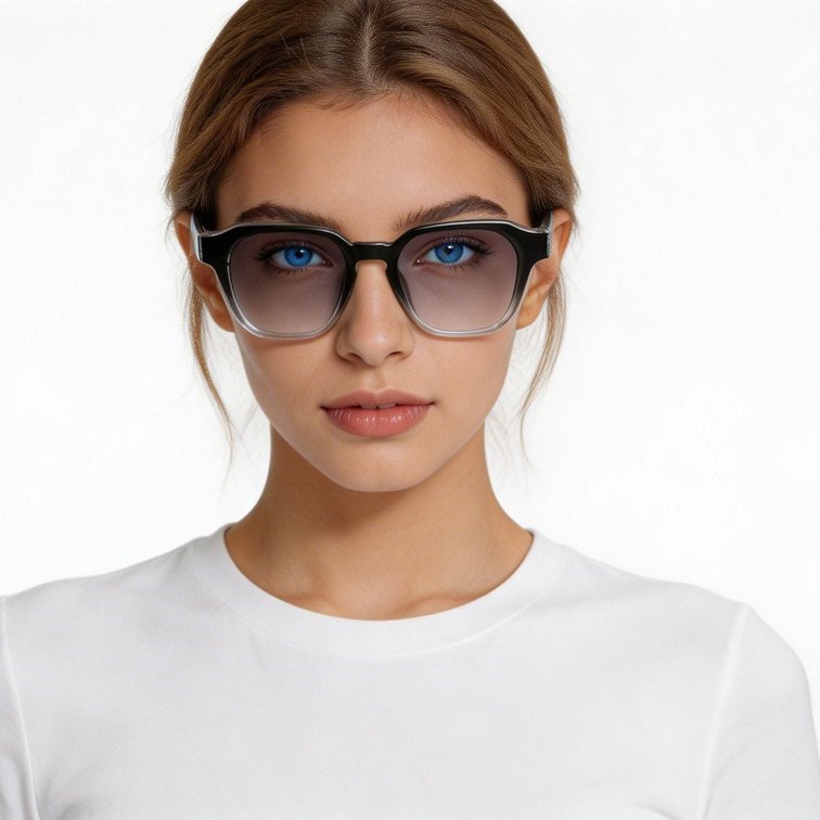 Rectangular Black Plastic Sunglasses #BS2503-0228
