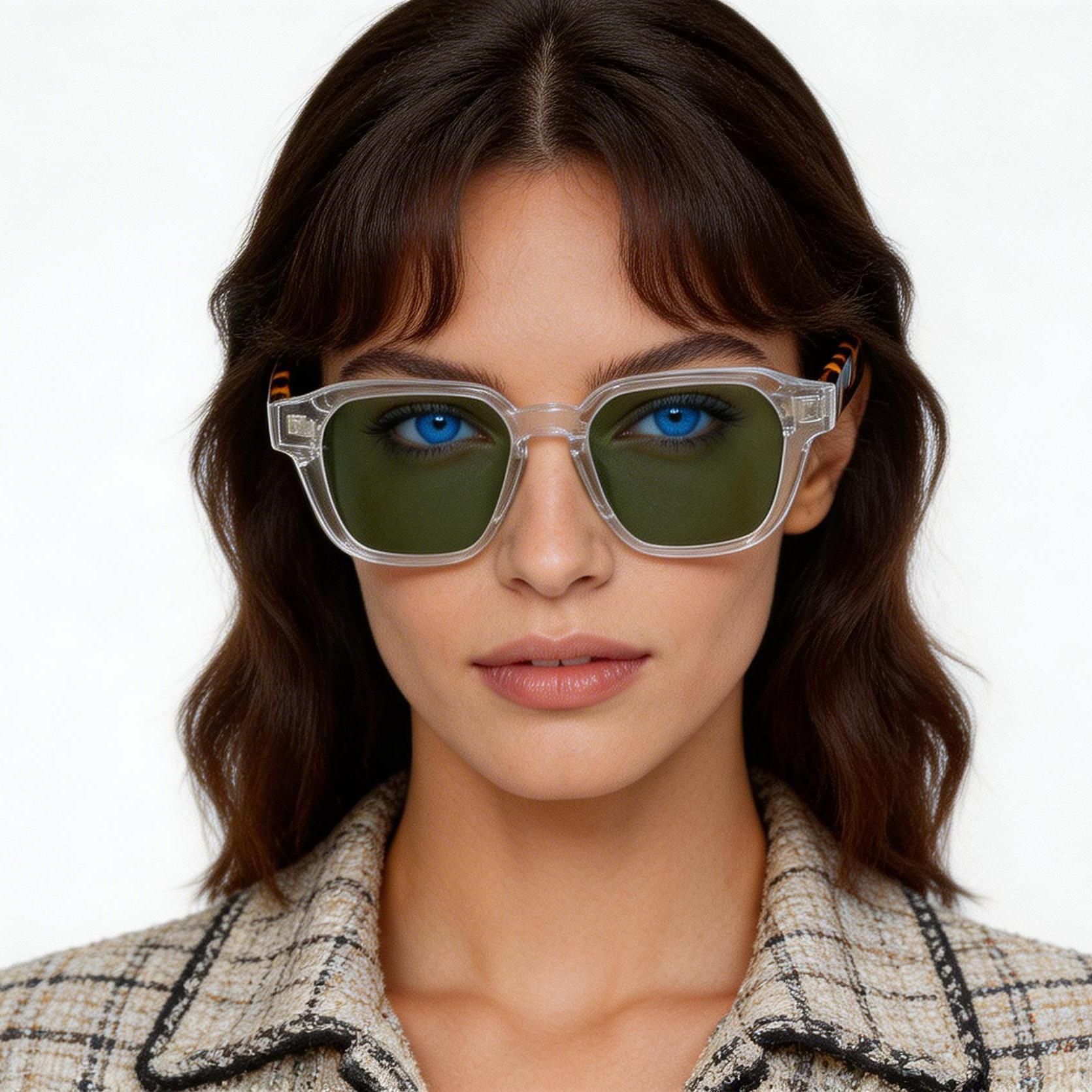 Gafas de sol rectangulares de plástico transparente #BS2503-0229