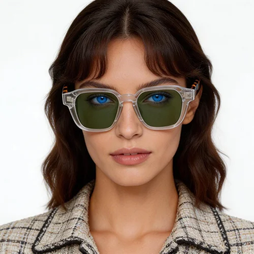 Lunettes de soleil rectangulaires en plastique transparent #BS2503-0229