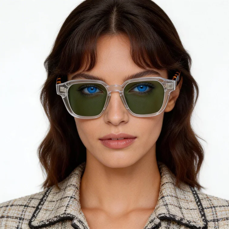 Rectangular Transparent Plastic Sunglasses #BS2503-0229