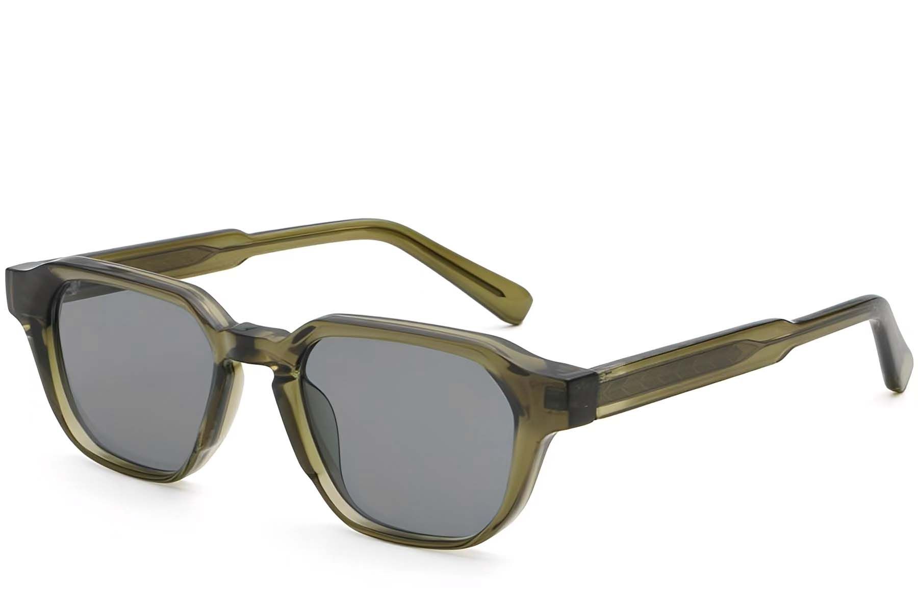 Rectangular Green Plastic Sunglasses #BS2503-0230