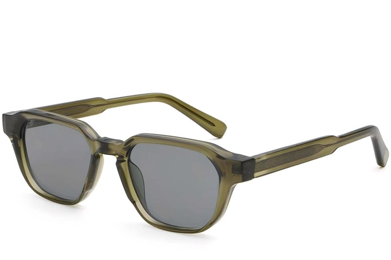 Rectangular Green Plastic Sunglasses #BS2503-0230