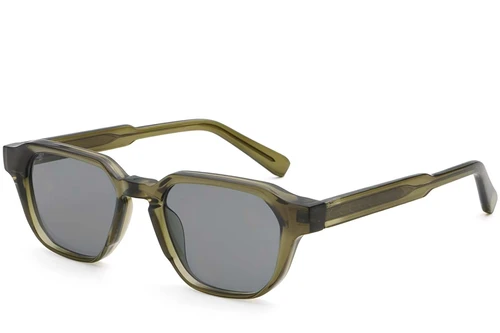 Rectangular Green Plastic Sunglasses #BS2503-0230