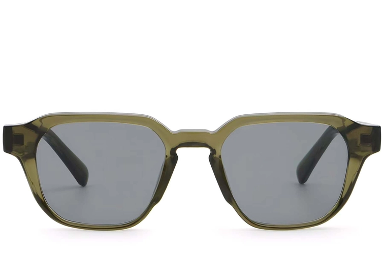 Rectangular Green Plastic Sunglasses #BS2503-0230