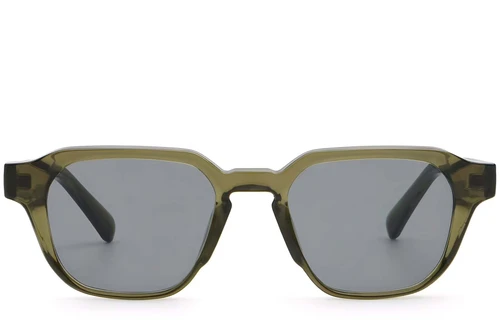 Rectangular Green Plastic Sunglasses #BS2503-0230
