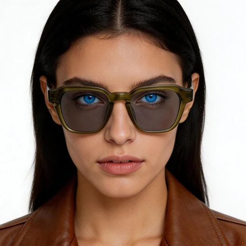 Rectangular Green Plastic Sunglasses #BS2503-0230