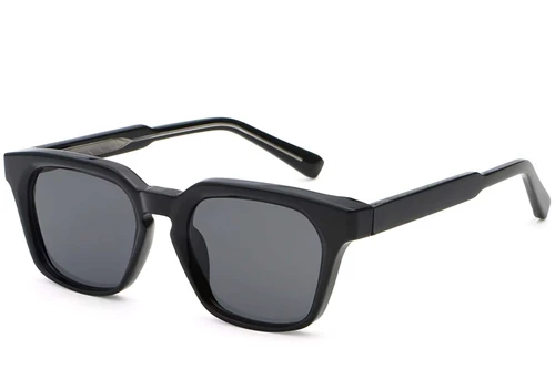 Rectangular Black Plastic Sunglasses #BS2503-0231