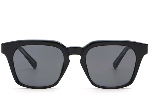 Lunettes de soleil rectangulaires en plastique noir #BS2503-0231
