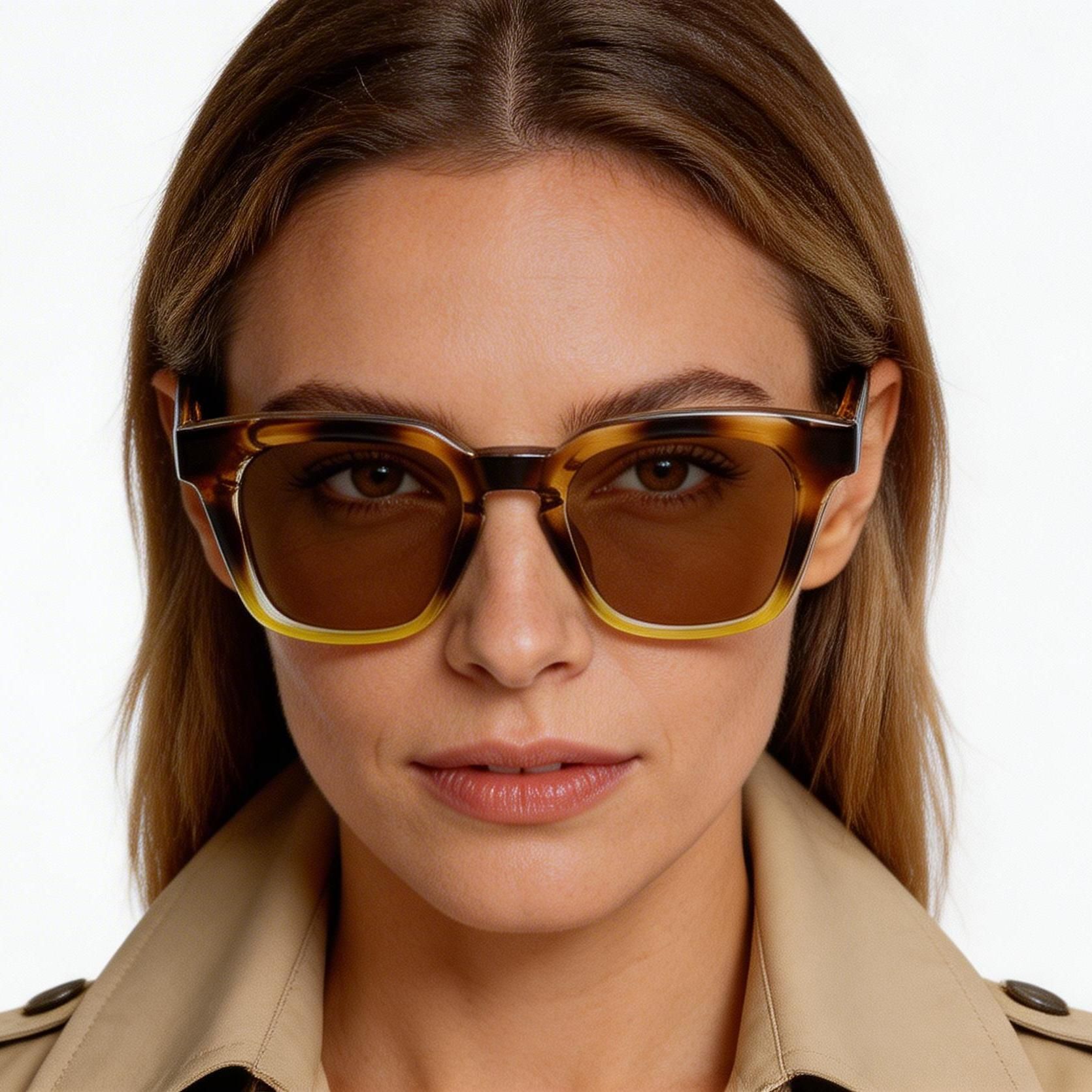 Rectangular Tortoiseshell Plastic Sunglasses #BS2503-0234