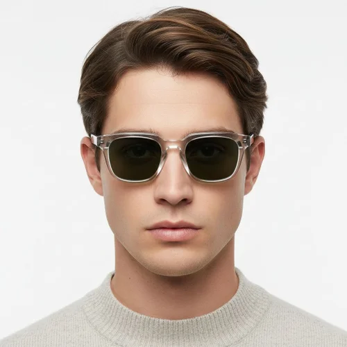 Lunettes de soleil rectangulaires en plastique transparent #BS2503-0235