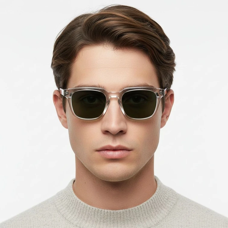 Lunettes de soleil rectangulaires en plastique transparent #BS2503-0235