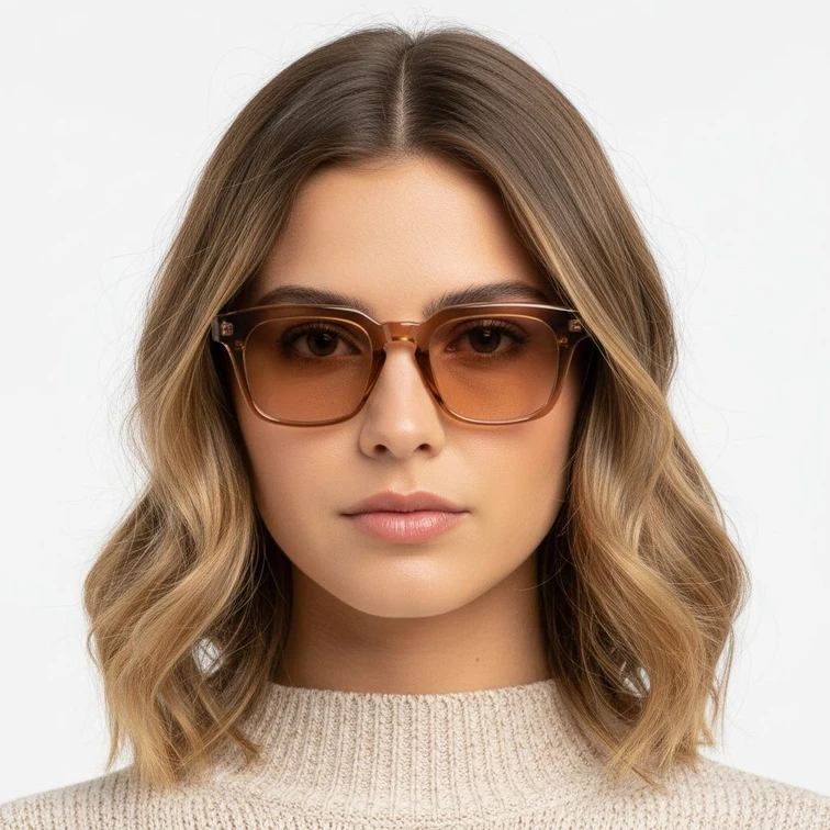 Rectangular Brown Plastic Sunglasses #BS2503-0236
