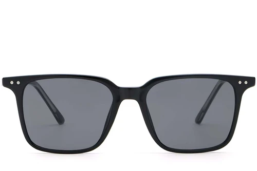 Rectangular Black Plastic Sunglasses #BS2503-0237