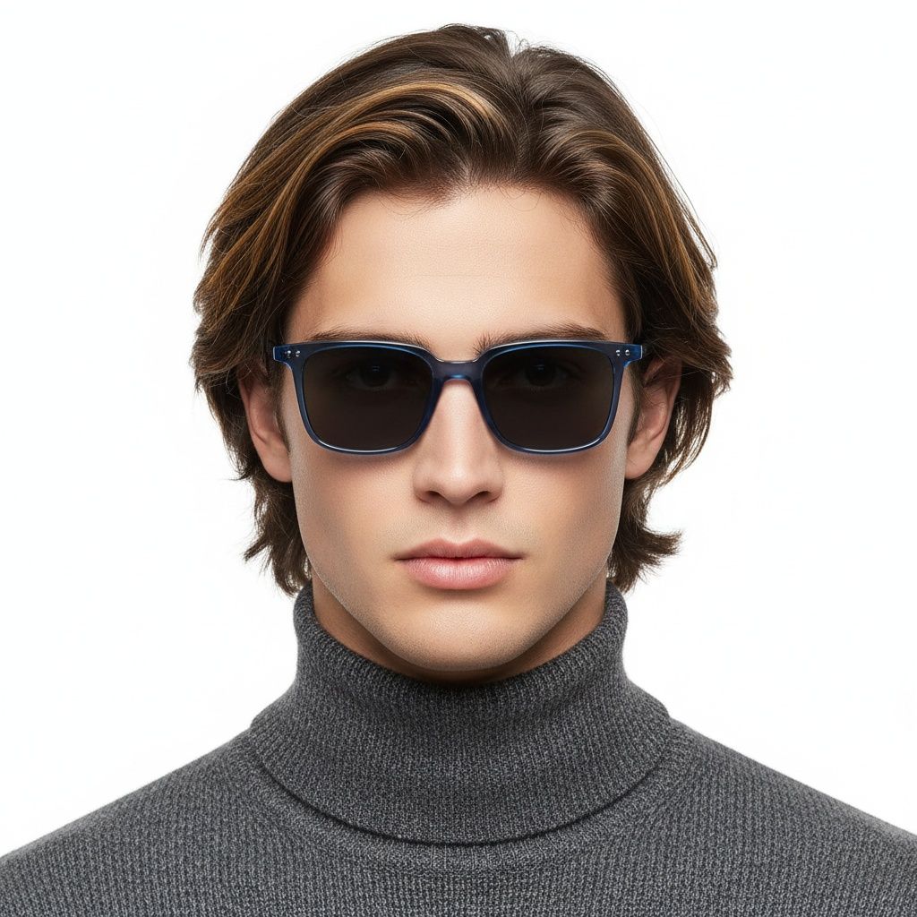 Rectangular Blue Plastic Sunglasses #BS2503-0239