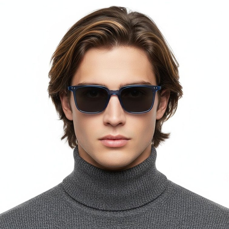 Rectangular Blue Plastic Sunglasses #BS2503-0239