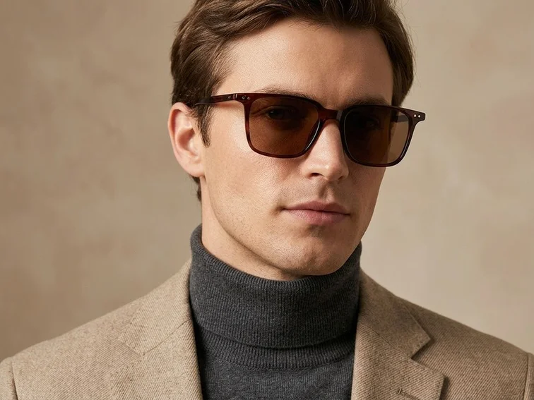 Rectangular Brown Plastic Sunglasses #BS2503-0240