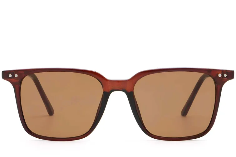 Rechteckige Sonnenbrille aus braunem Kunststoff #BS2503-0240