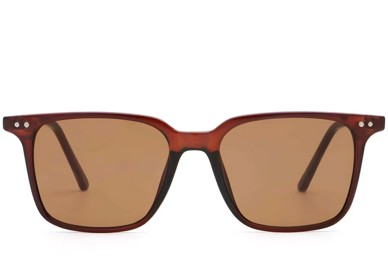 Rectangular Brown Plastic Sunglasses #BS2503-0240