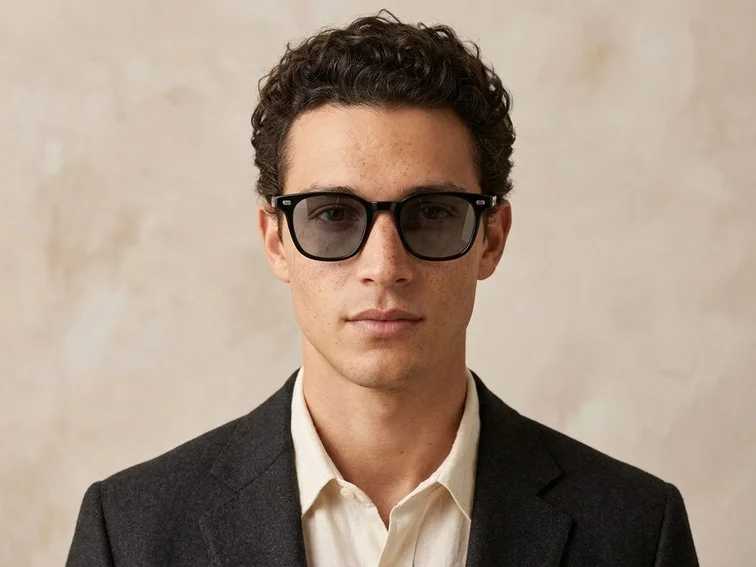 Rectangular Black Plastic Sunglasses #BS2503-0244