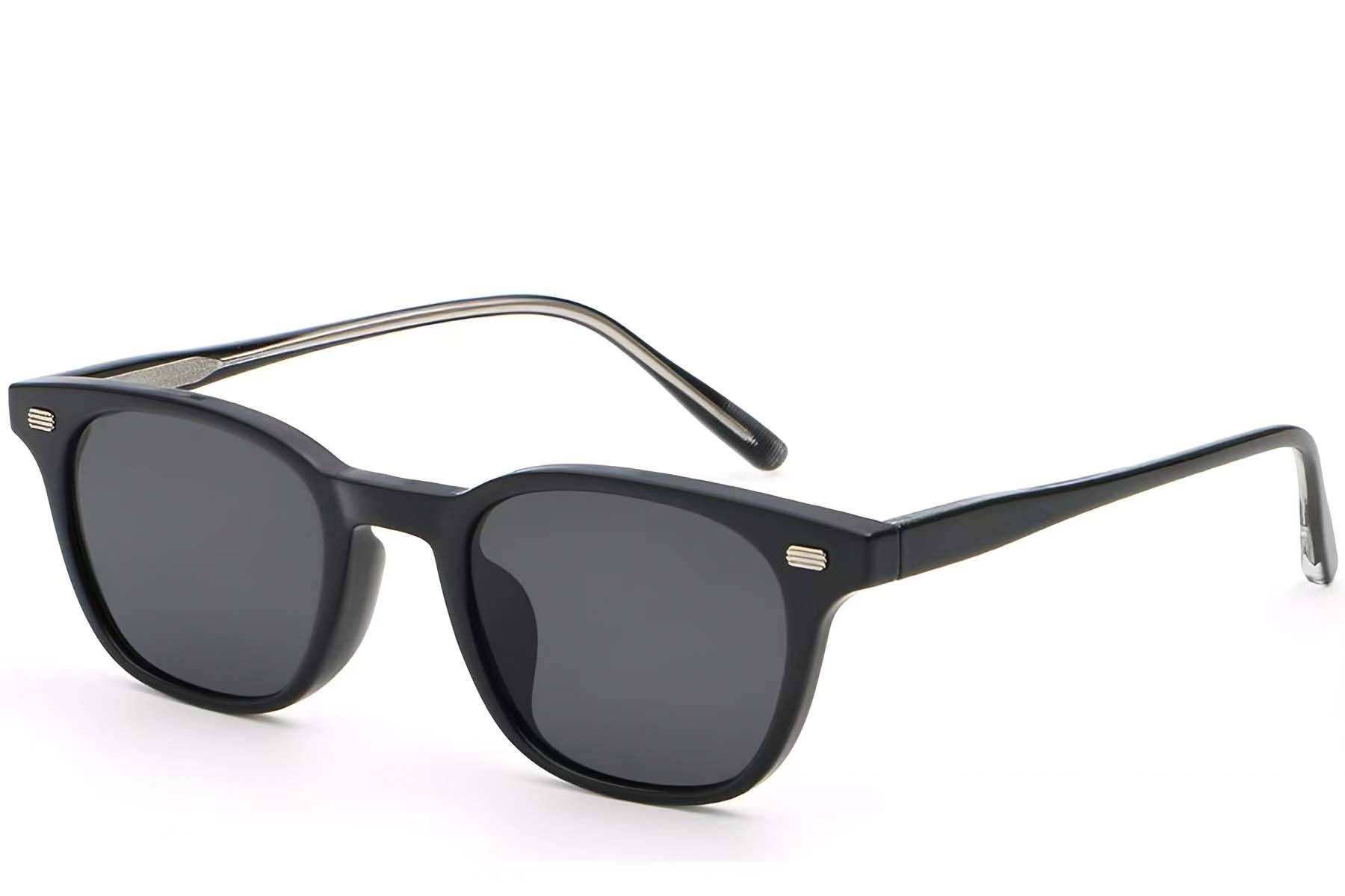 Rectangular Black Plastic Sunglasses #BS2503-0244