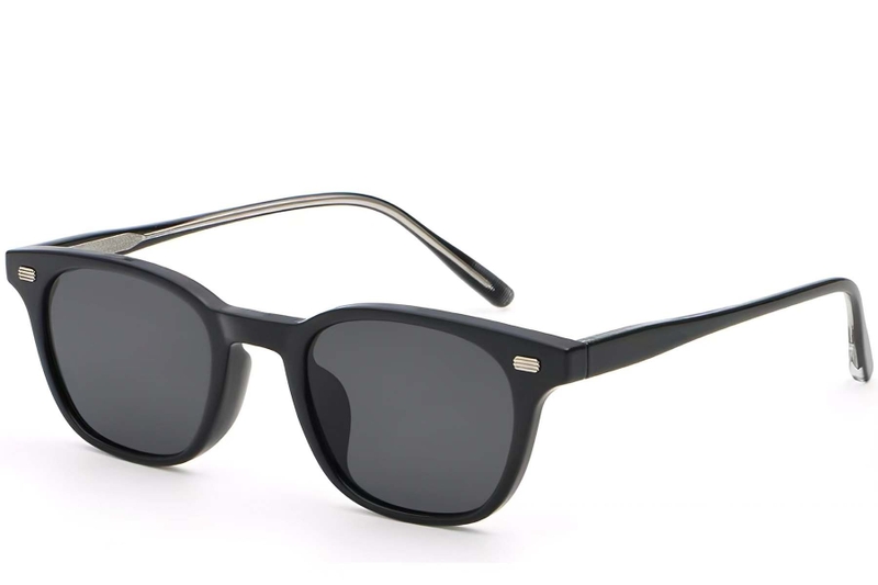 Rectangular Black Plastic Sunglasses #BS2503-0244