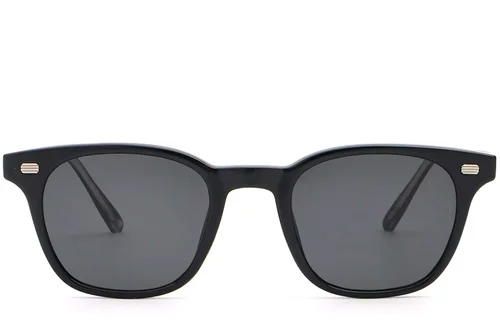 Lunettes de soleil rectangulaires en plastique noir #BS2503-0244