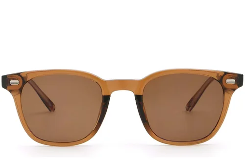 Lunettes de soleil rectangulaires en plastique marron #BS2503-0245