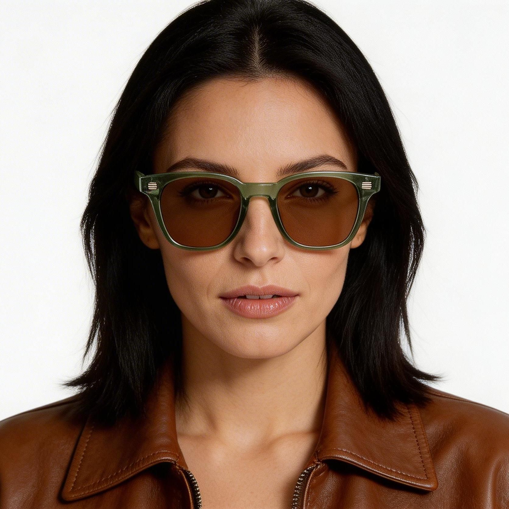 Rechteckige grüne Kunststoff-Sonnenbrille #BS2503-0248