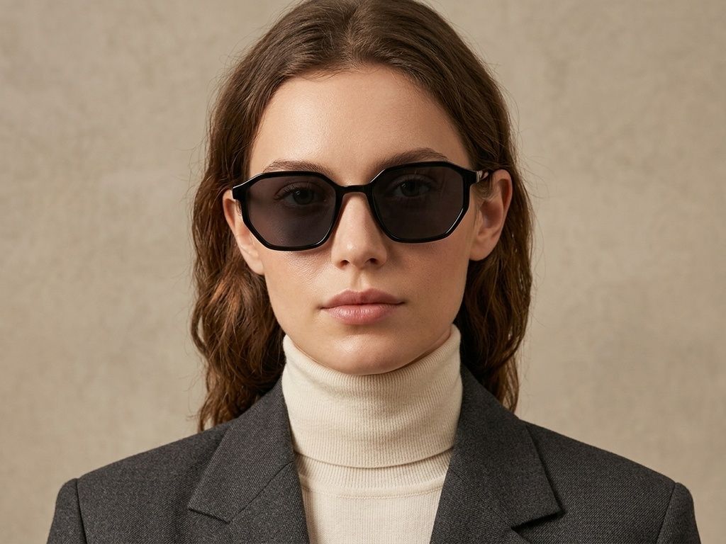 Geometric Black Plastic Sunglasses #BS2503-0250