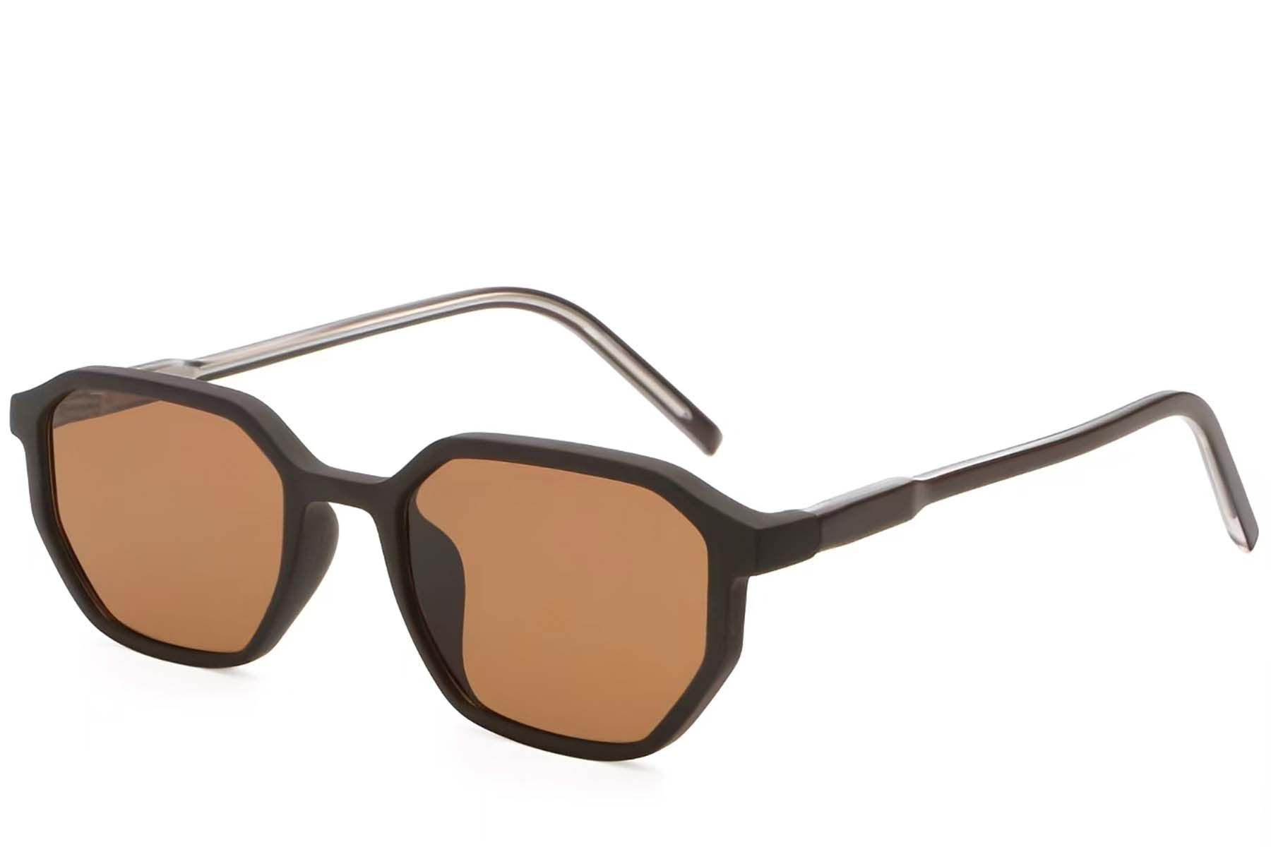 Geometric Brown Plastic Sunglasses #BS2503-0251