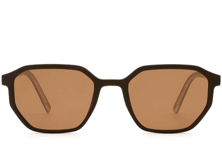 Occhiali da sole geometrici in plastica marrone #BS2503-0251