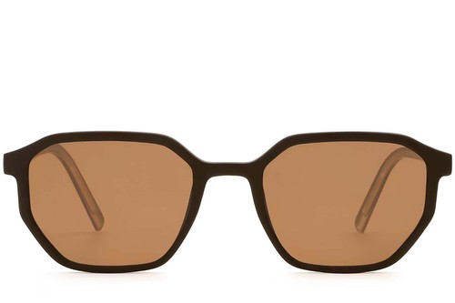 Geometric Brown Plastic Sunglasses #BS2503-0251