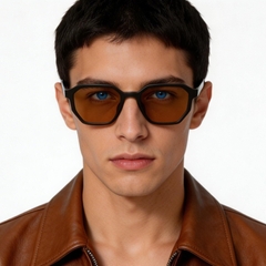 Geometric Brown Plastic Sunglasses #BS2503-0251