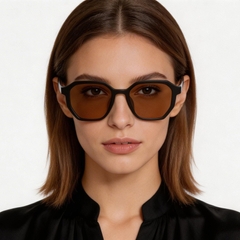Geometric Brown Plastic Sunglasses #BS2503-0251