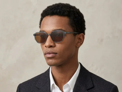 Lunettes de soleil géométriques en plastique bleu #BS2503-0252