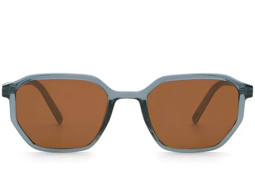 Lunettes de soleil géométriques en plastique bleu #BS2503-0252