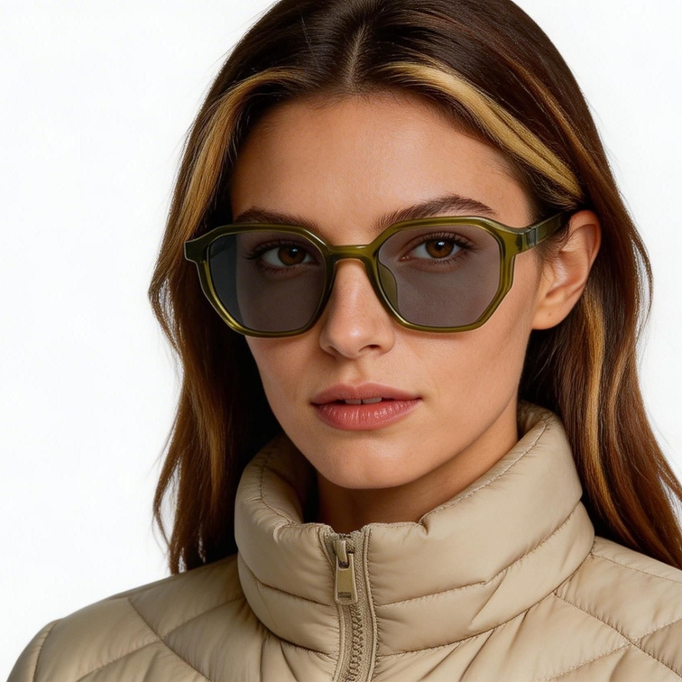 Gafas de sol geométricas de plástico verde #BS2503-0253