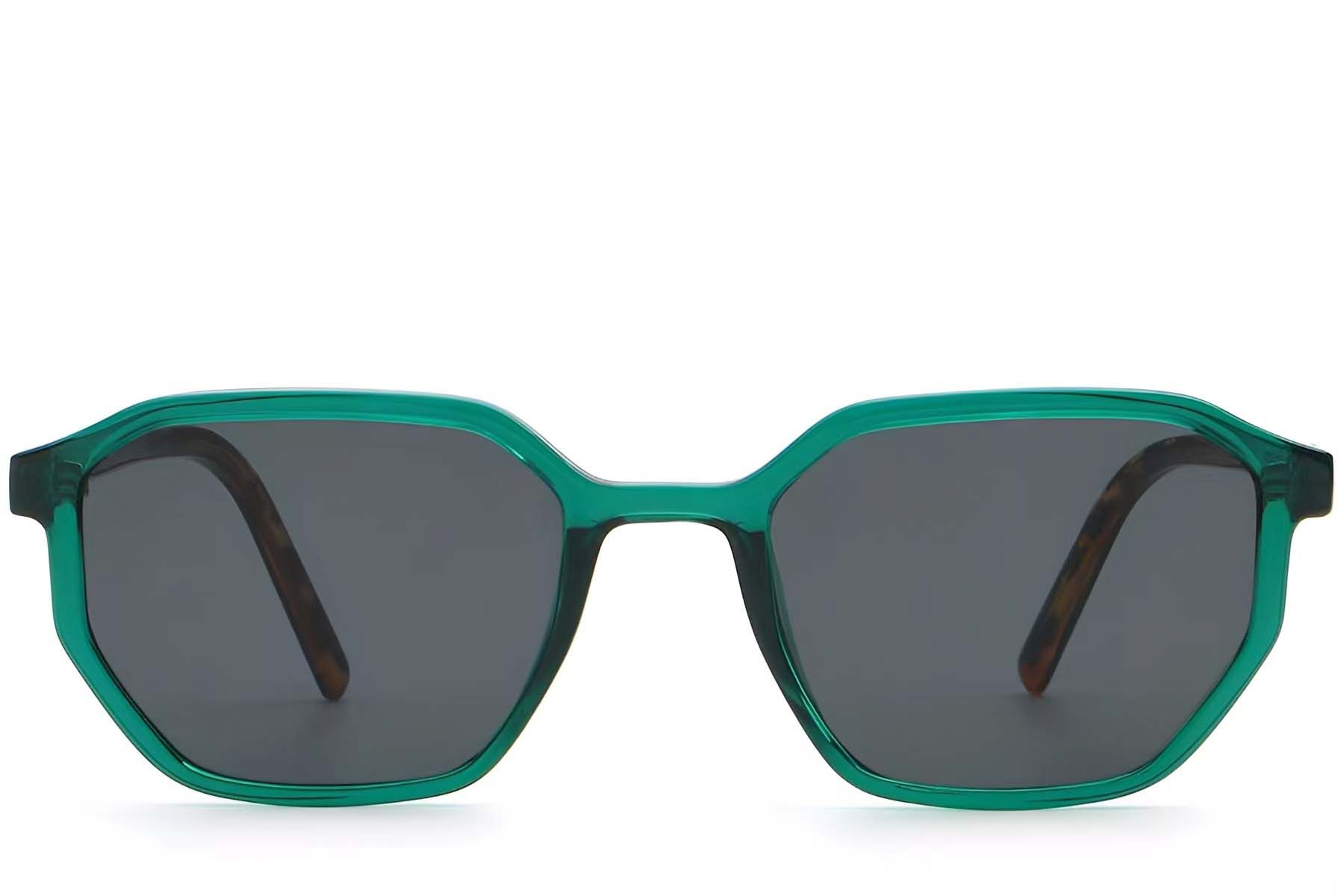 Lunettes de soleil géométriques en plastique vert #BS2503-0254