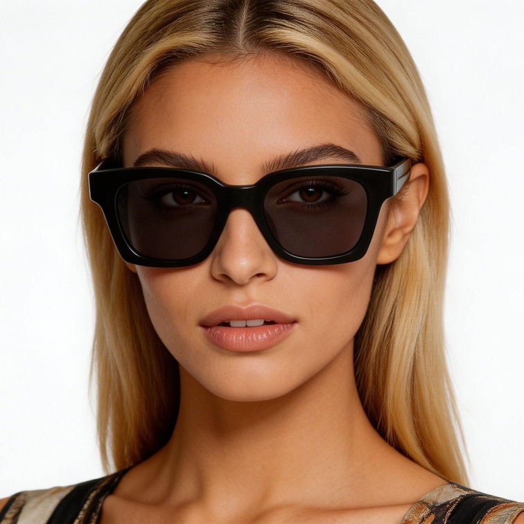 Rectangular Black Plastic Sunglasses #BS2503-0255