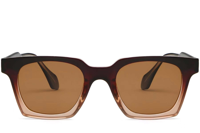 Rectangular Brown Plastic Sunglasses #BS2503-0257