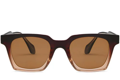 Lunettes de soleil rectangulaires en plastique marron #BS2503-0257