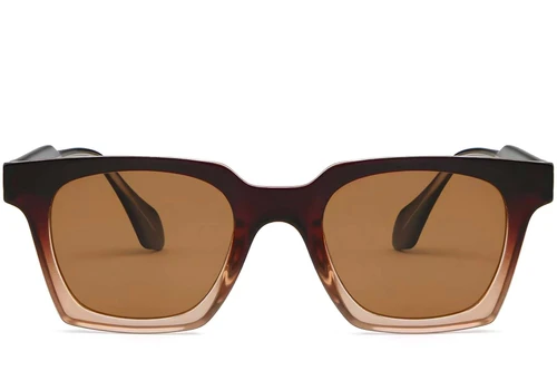 Rectangular Brown Plastic Sunglasses #BS2503-0257