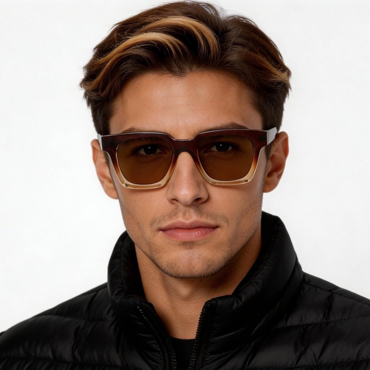 Rectangular Brown Plastic Sunglasses #BS2503-0257