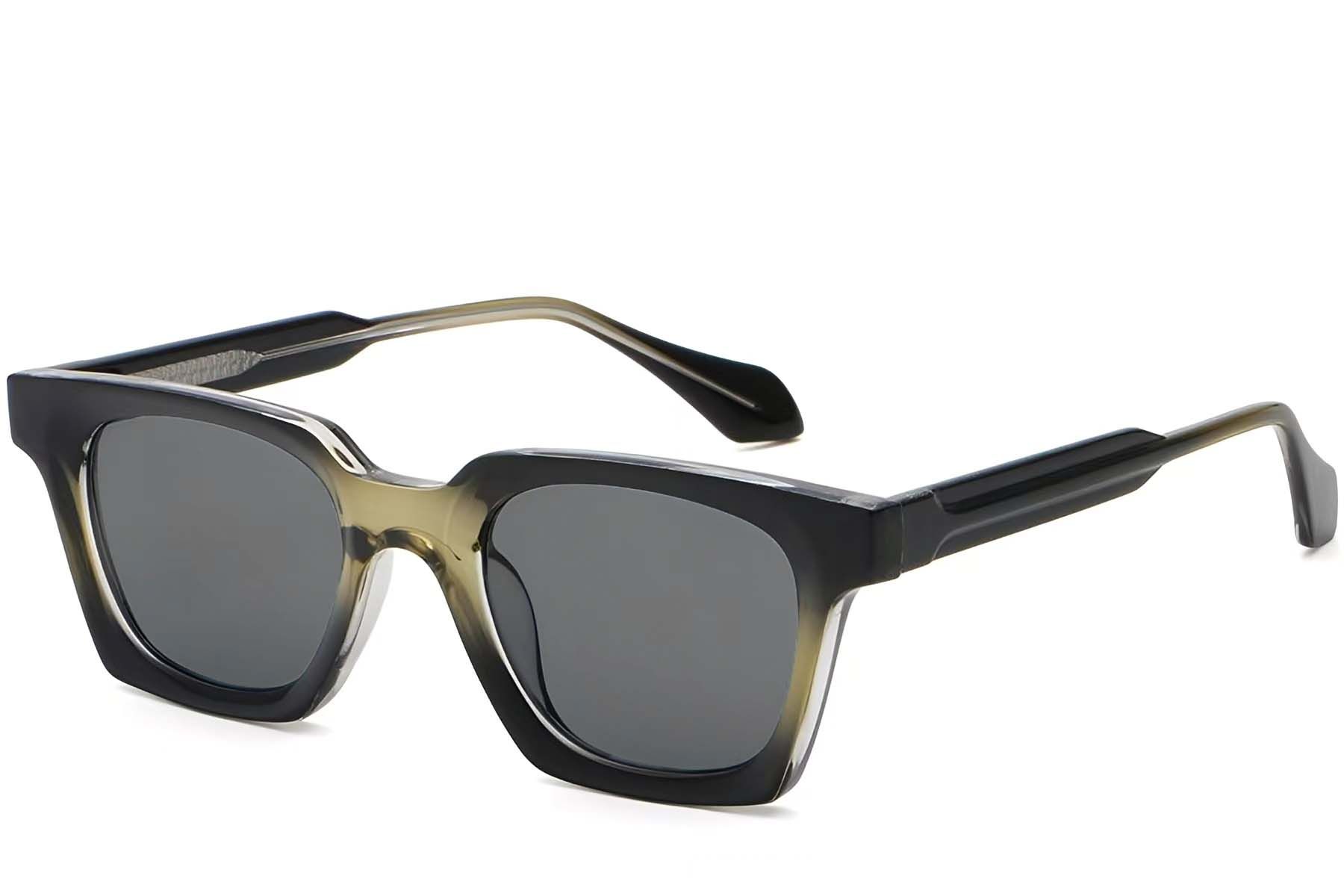 Rectangular Green Plastic Sunglasses #BS2503-0258