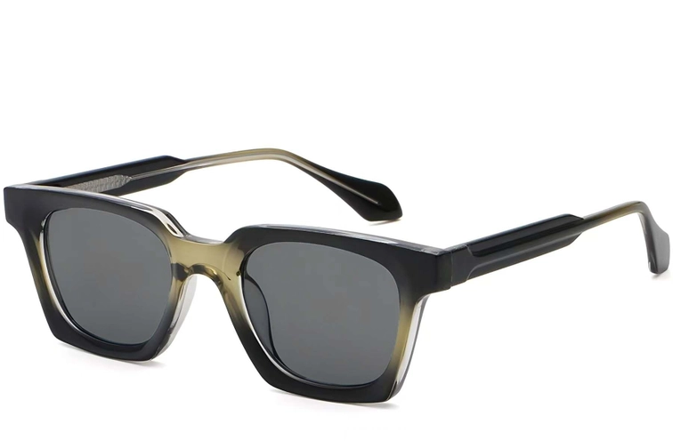 Rectangular Green Plastic Sunglasses #BS2503-0258