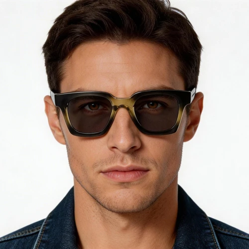 Rectangular Green Plastic Sunglasses #BS2503-0258